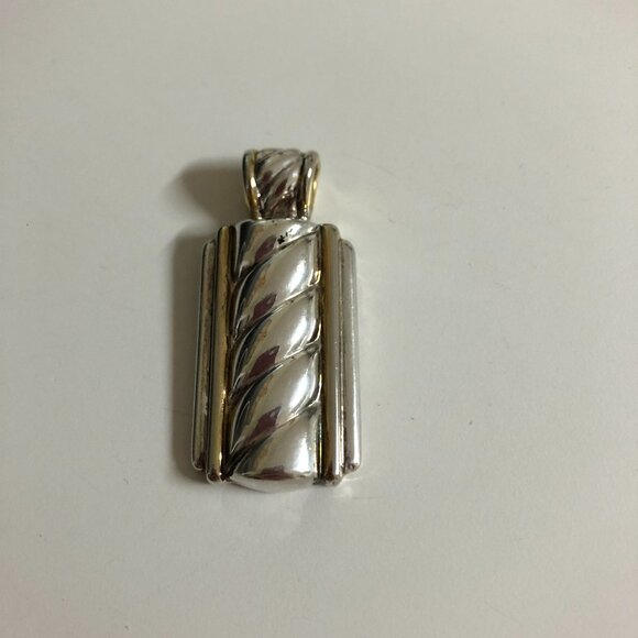 Silver colored oblong pendant 2 in by 1 in - light gold trim - Picture 6 of 9